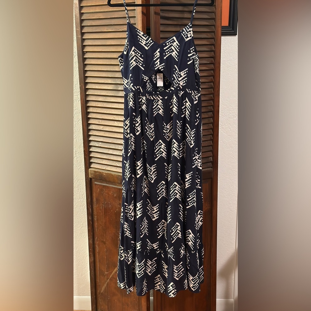 NWT Aerie Blue Patterned Cut Out Maxi Dress